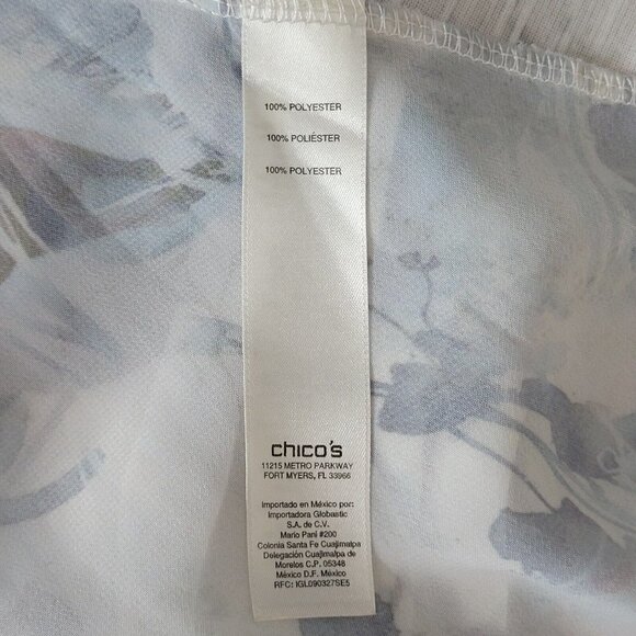 Chicos High Low Top Size 1 M 8 Floral Accordian Pleats Woven Back Oversized - Picture 7 of 13